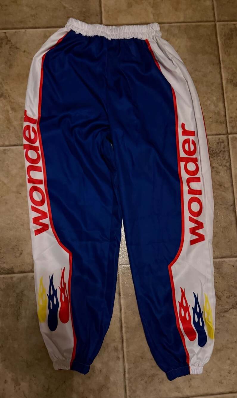 Wonder Bread Ricky Bobby Costume Pants Size S Blue White Track Joggers